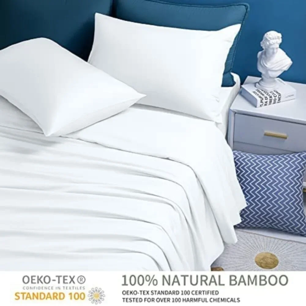 1800 Thread Count Queen Bed Sheet Set | 6-Piece | Ultra Soft Microfiber | White